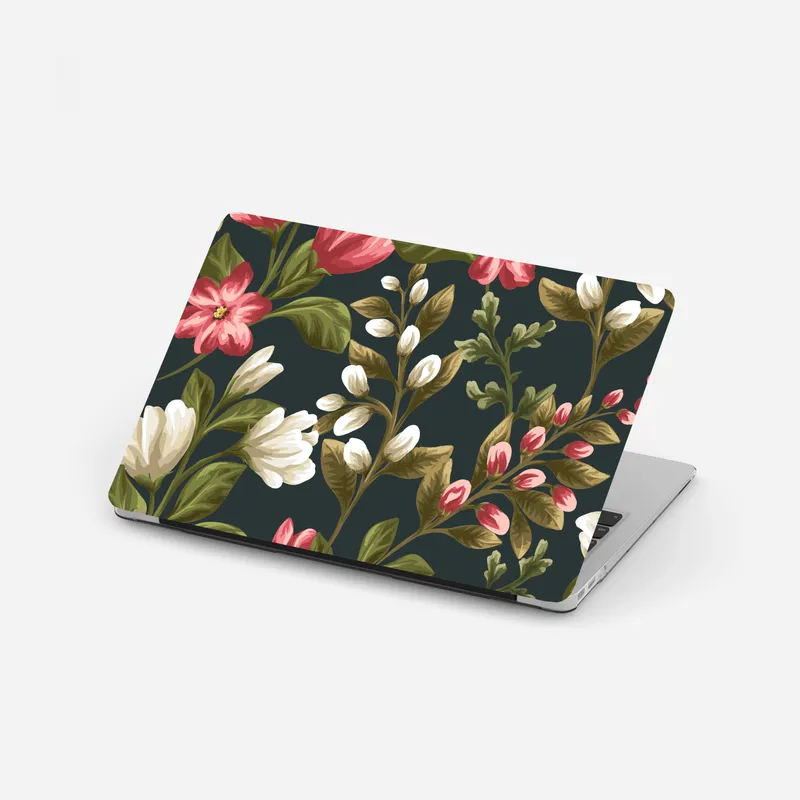 Laptop-Aufkleber aquarell blumenmuster in rosa und weiß