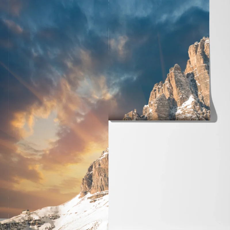 Fototapete dramatischer sonnenuntergang über den Dolomiten Fototapete dramatischer sonnenuntergang über den Dolomiten