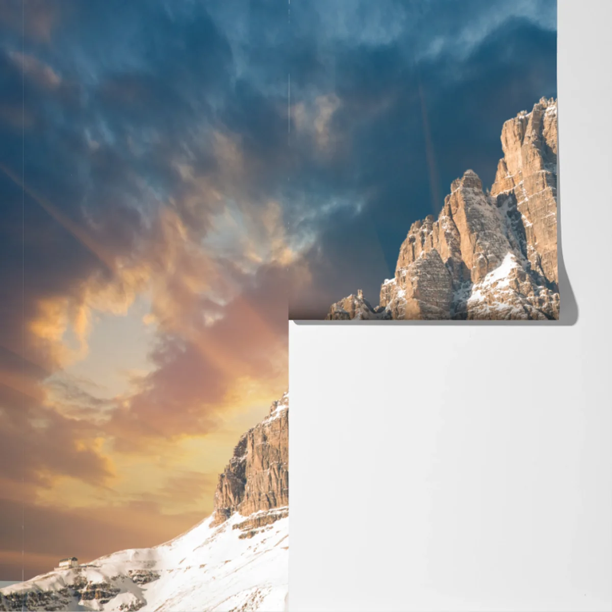 Fototapete dramatischer sonnenuntergang über den Dolomiten Fototapete dramatischer sonnenuntergang über den Dolomiten