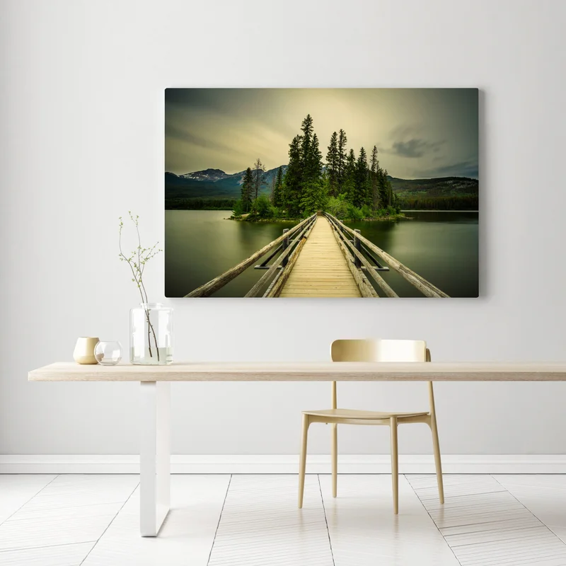 Leinwandbild abendlicher weg zur Pyramid Island, Jasper National Park Leinwandbild abendlicher weg zur Pyramid Island, Jasper National Park