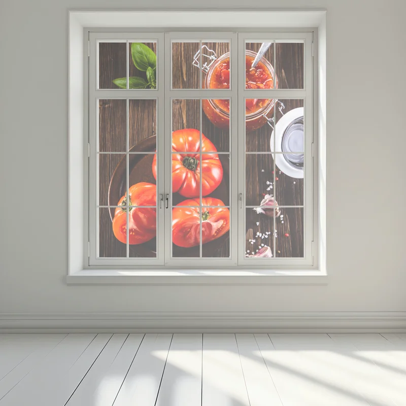 Fensteraufkleber frische tomaten und hausgemachte tomatensauce Fensteraufkleber frische tomaten und hausgemachte tomatensauce