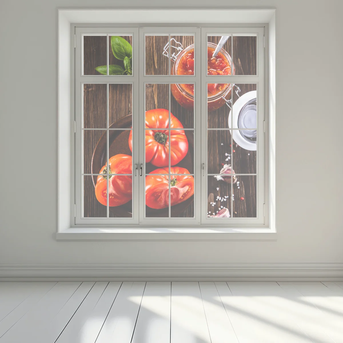 Fensteraufkleber frische tomaten und hausgemachte tomatensauce Fensteraufkleber frische tomaten und hausgemachte tomatensauce