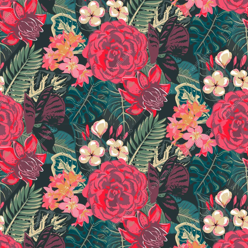 Laptop-Aufkleber tropisches blumenmuster in rosa und türkis Laptop-Aufkleber tropisches blumenmuster in rosa und türkis