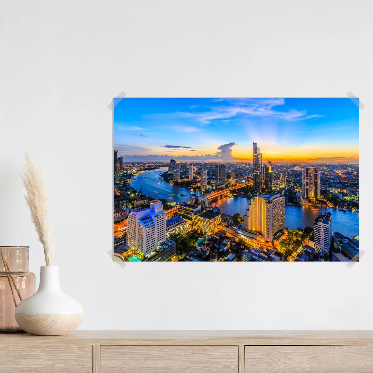 Poster lebendige stadtskyline bei dämmerung Poster lebendige stadtskyline bei dämmerung