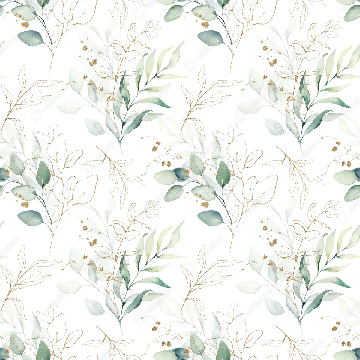 Fototapete sanftes eukalyptus aquarellmuster Fototapete sanftes eukalyptus aquarellmuster