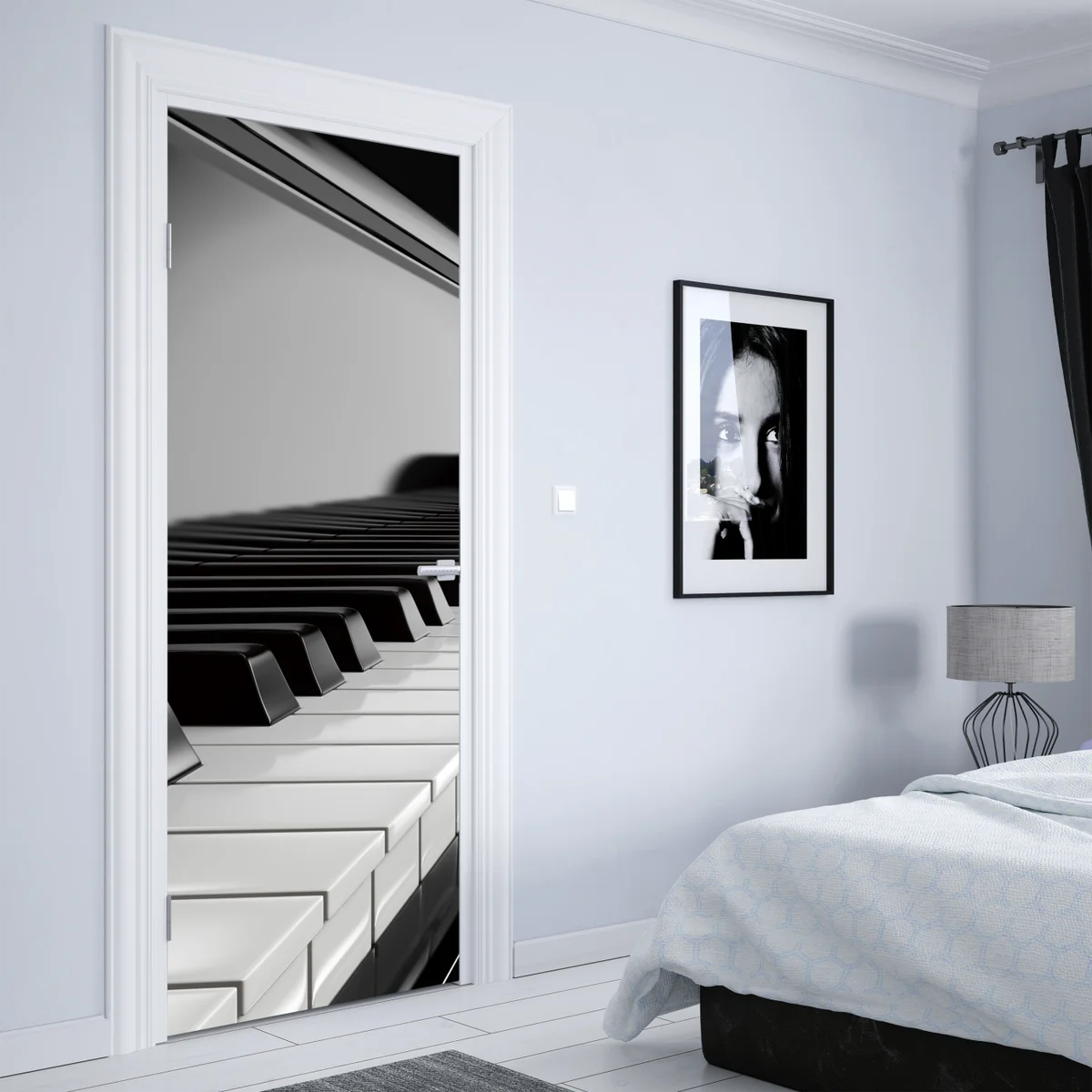 Türaufkleber elegante schwarzweiß klaviertasten Türaufkleber elegante schwarzweiß klaviertasten