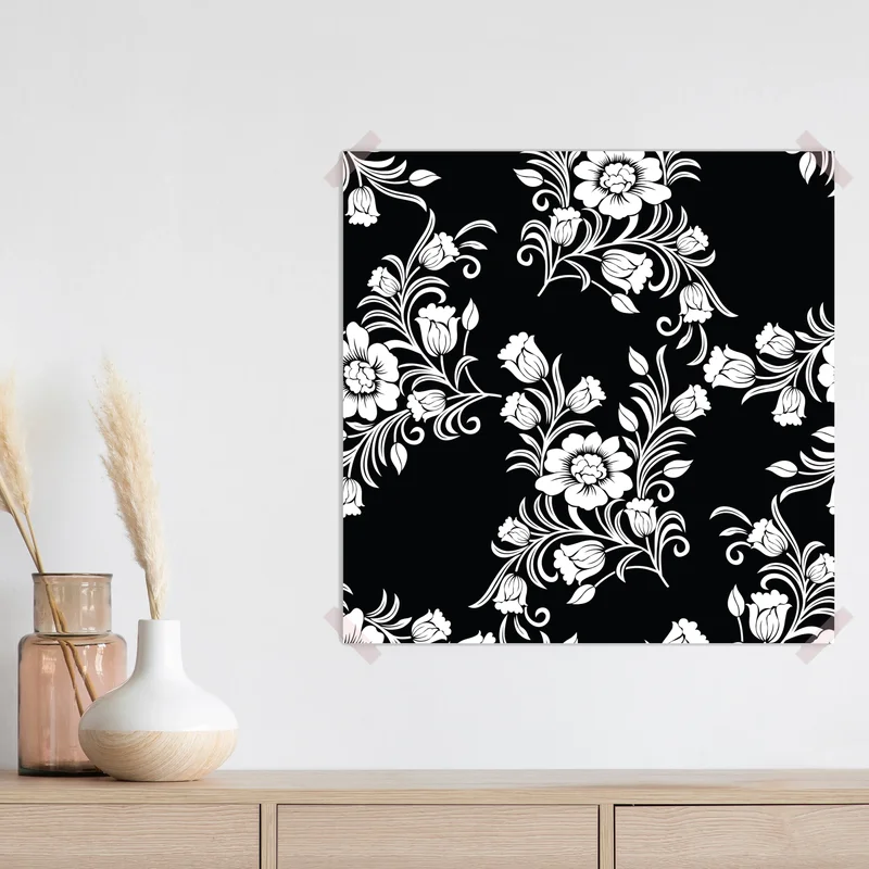 Poster elegantes schwarzweißes blumenmuster • Poster bei Wallnifity® Poster elegantes schwarzweißes blumenmuster • Poster bei Wallnifity®