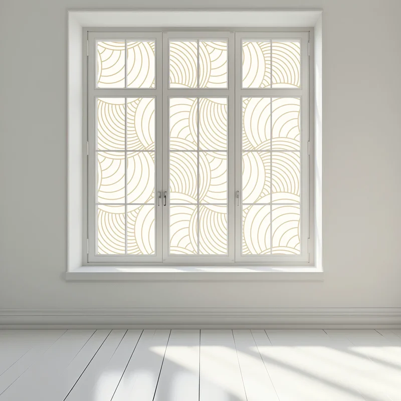 Fensteraufkleber goldenes art deco kreismuster