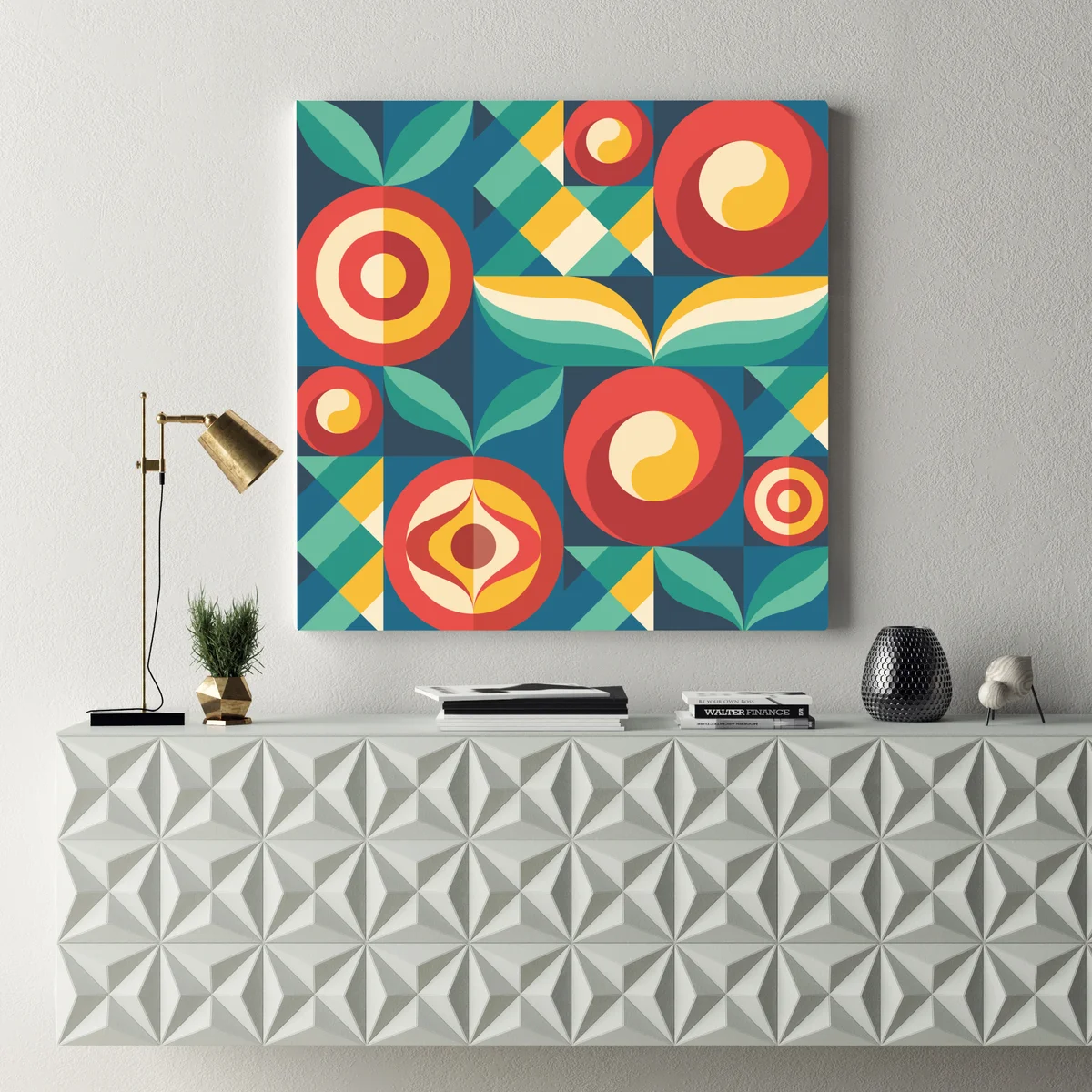 Leinwandbild lebhaftes geometrisches blumenmuster Leinwandbild lebhaftes geometrisches blumenmuster