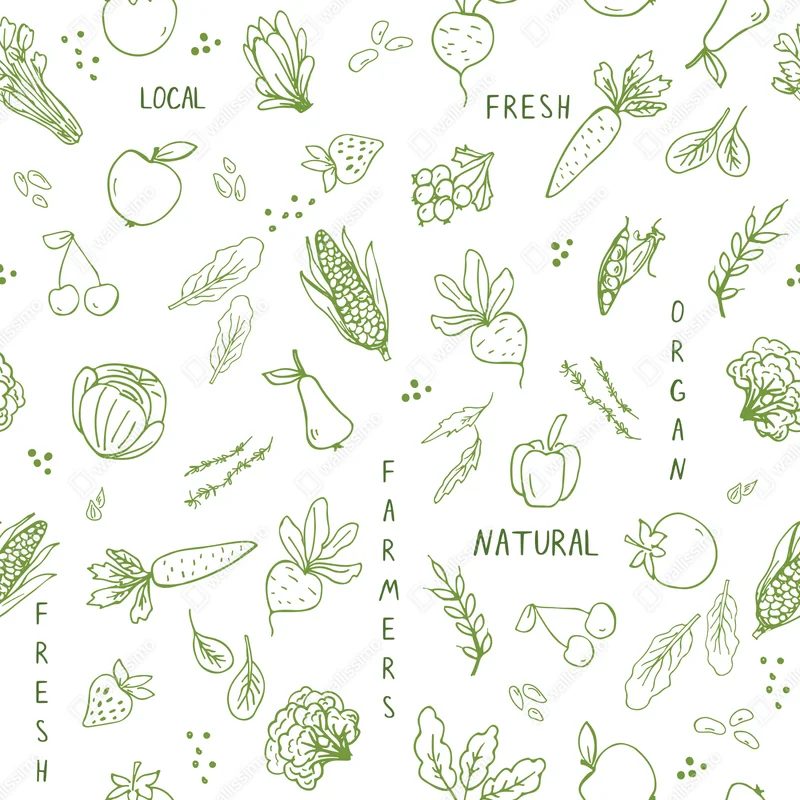 Schrankaufkleber handgezeichnetes gemüse- und obstmuster Schrankaufkleber handgezeichnetes gemüse- und obstmuster