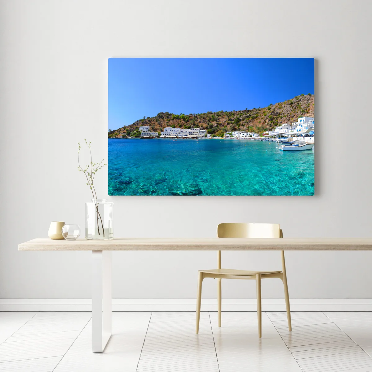 Leinwandbild sonnige mediterrane bucht mit türkiswasser Leinwandbild sonnige mediterrane bucht mit türkiswasser