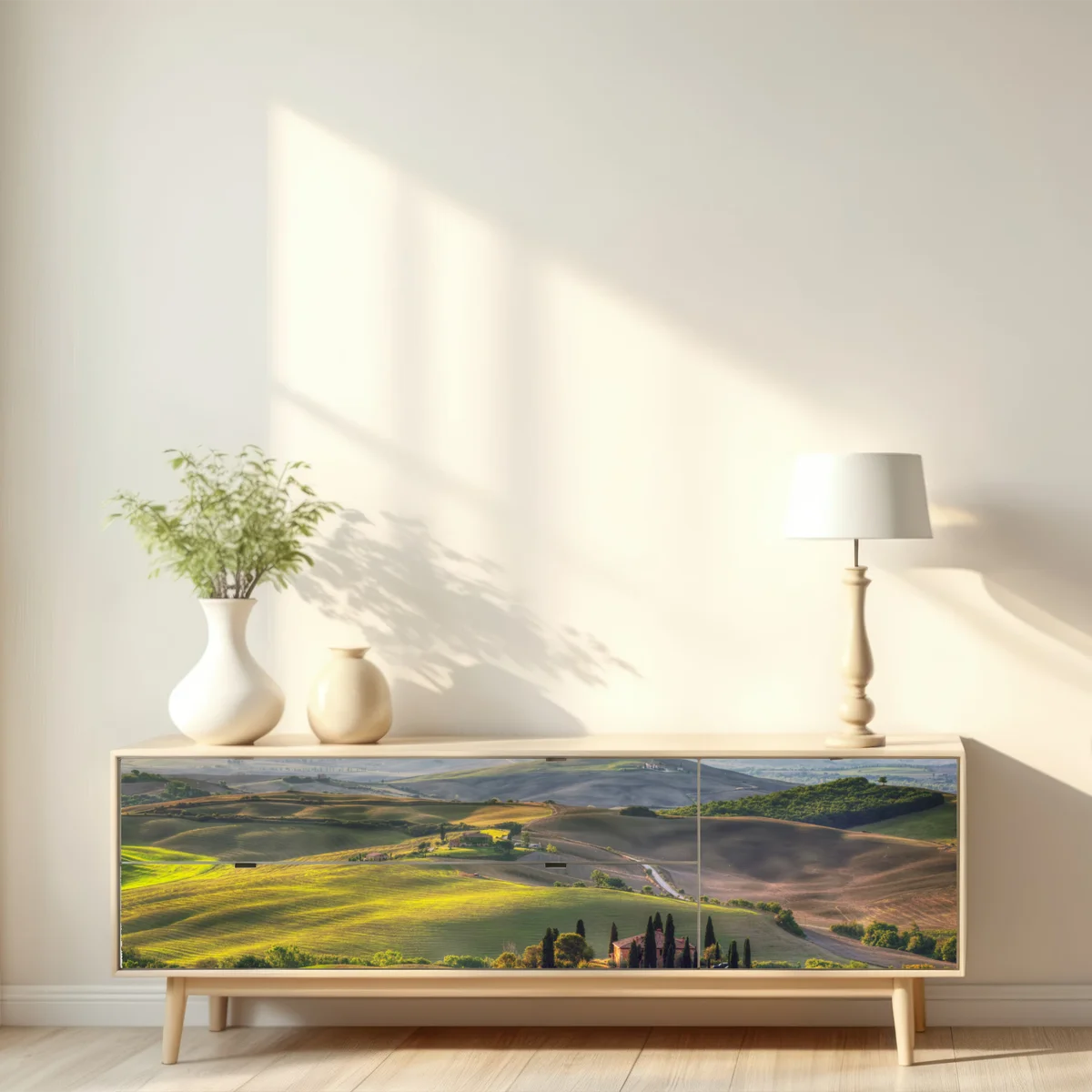 Repositionierbarer Aufkleber Toskana friedliche hügel im abendlicht Repositionierbarer Aufkleber Toskana friedliche hügel im abendlicht