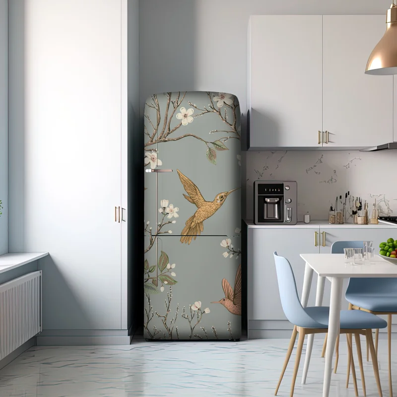 Kühlschrankaufkleber vintage-muster mit kolibris und blüten