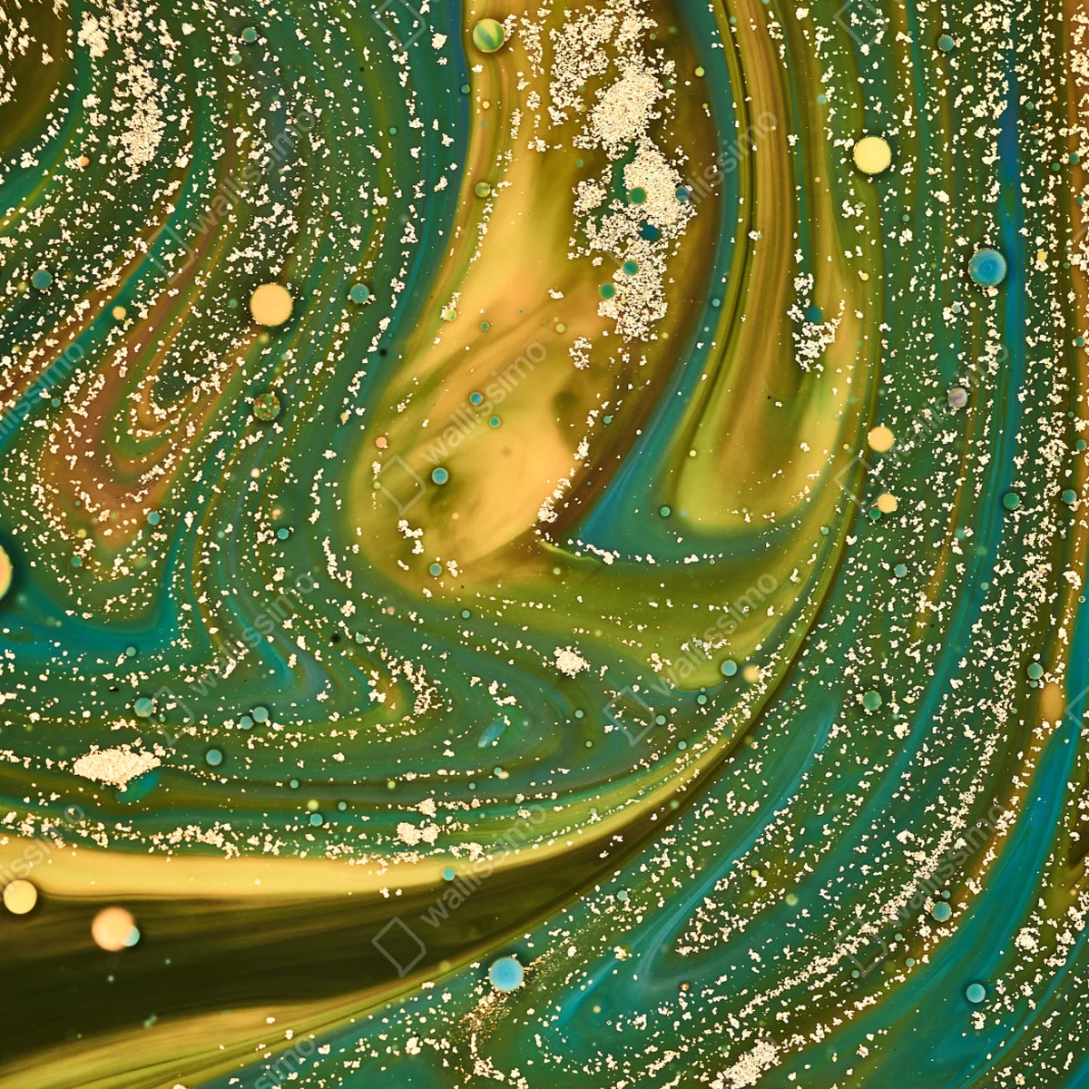 Fototapete grün-goldene flüssige marmorierte kunst Fototapete grün-goldene flüssige marmorierte kunst