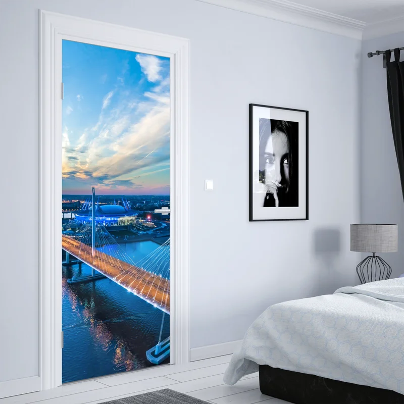 Türaufkleber Sankt Petersburg brückenpanorama bei dämmerung