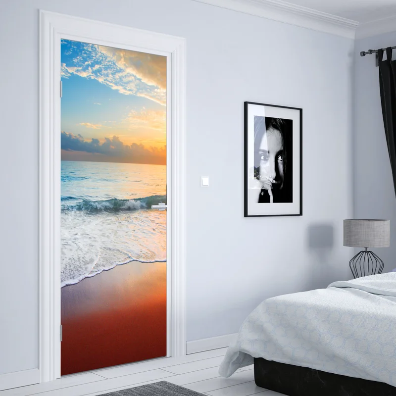 Türaufkleber ruhiger sonnenuntergang über dem meer