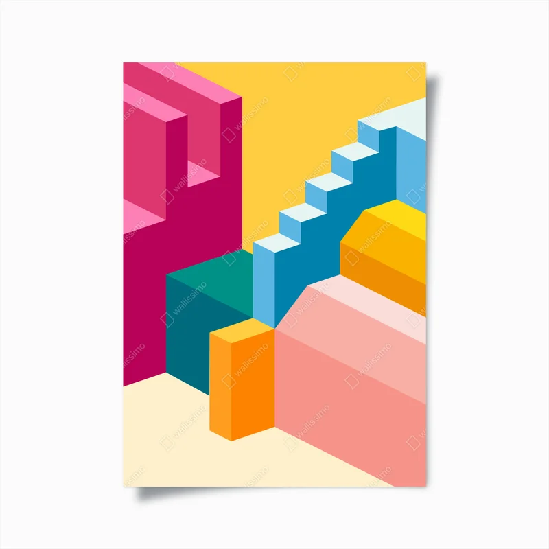 Poster lebendige geometrische treppe • Poster bei Wallnifity® Poster lebendige geometrische treppe • Poster bei Wallnifity®