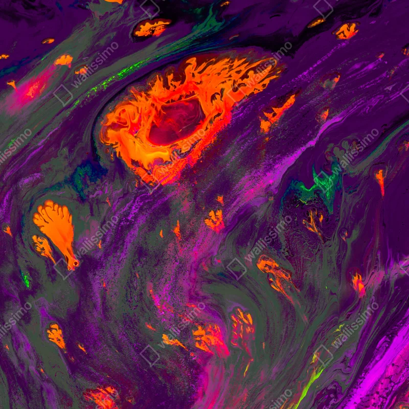 Leinwandbild traditionelle ebru abstrakte marmormuster in lila und orange Leinwandbild traditionelle ebru abstrakte marmormuster in lila und orange