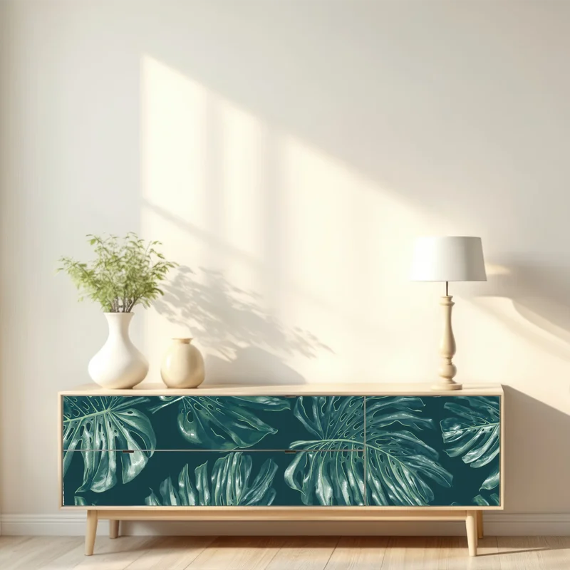 Repositionierbarer Aufkleber tropisches monstera-blattmuster