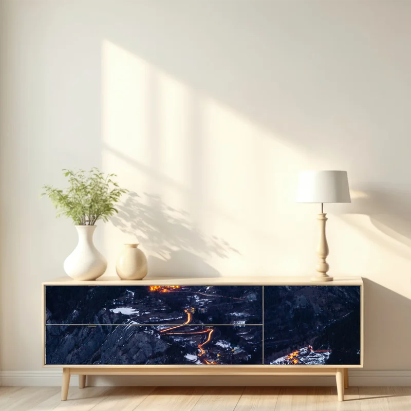 Repositionierbarer Aufkleber Alpe d'Huez nächtliche auffahrt auf der serpentinenstraße Repositionierbarer Aufkleber Alpe d'Huez nächtliche auffahrt auf der serpentinenstraße