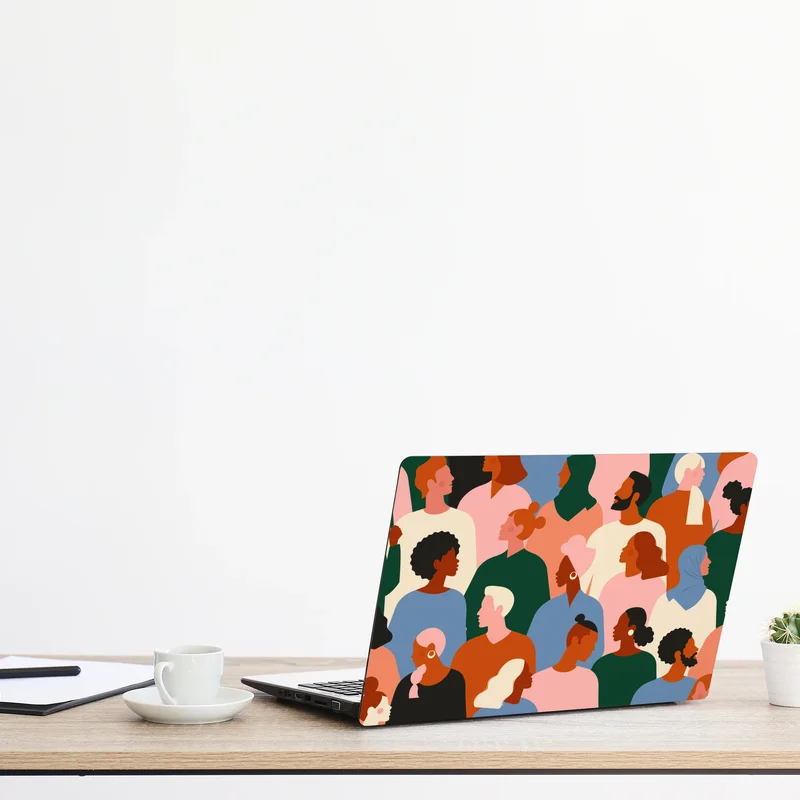 Laptop-Aufkleber muster mit porträts einer vielfältigen gemeinschaft