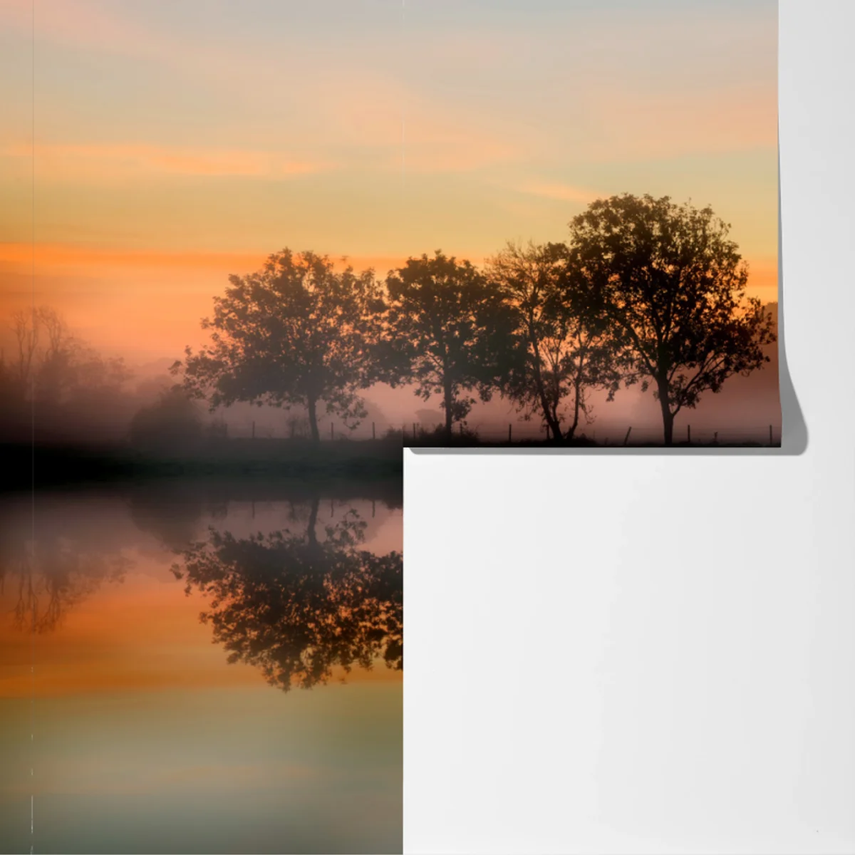 Fototapete nebliger herbstlicher sonnenaufgang über Englischer landschaft Fototapete nebliger herbstlicher sonnenaufgang über Englischer landschaft