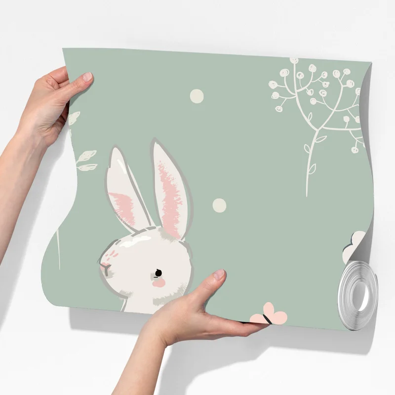 Fototapete pastell häschen muster fürs kinderzimmer Fototapete pastell häschen muster fürs kinderzimmer