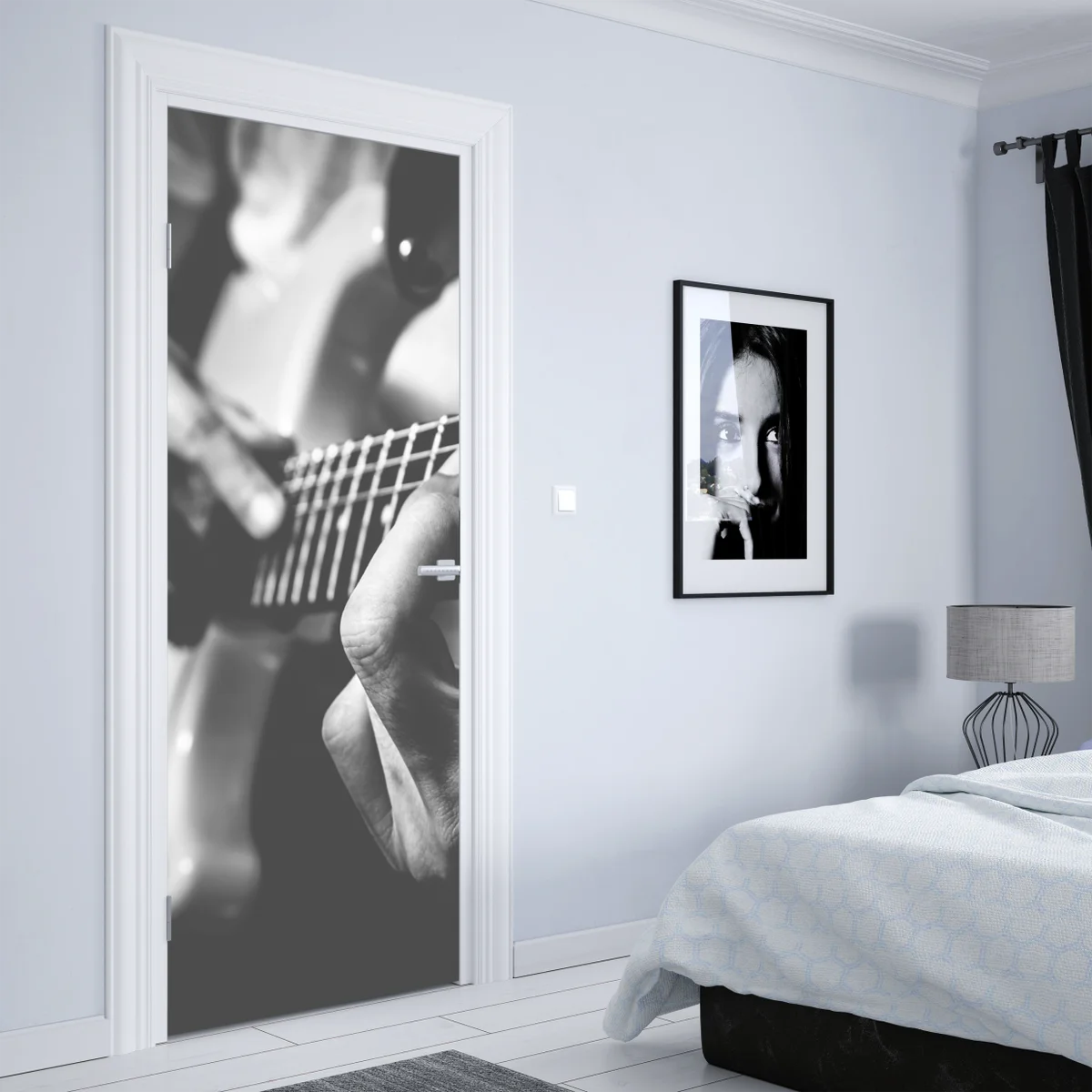 Türaufkleber monochrome gitarre nahaufnahme Türaufkleber monochrome gitarre nahaufnahme