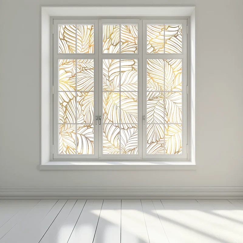 Fensteraufkleber goldenes blatt line art muster