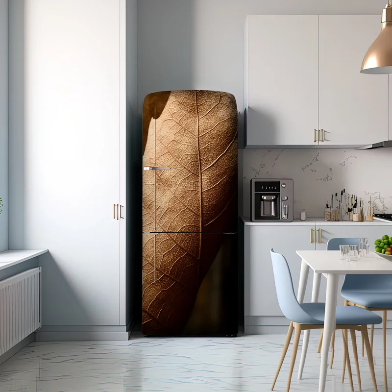 Kühlschrankaufkleber strukturiertes trockenes blatt nahaufnahme