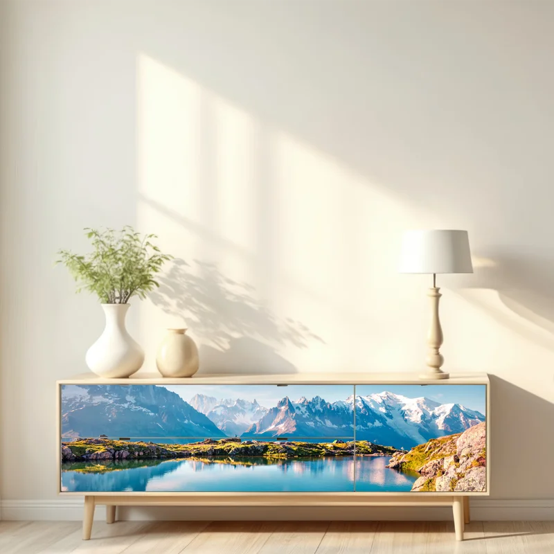 Repositionierbarer Aufkleber Lac Blanc mit Blick auf Mont Blanc