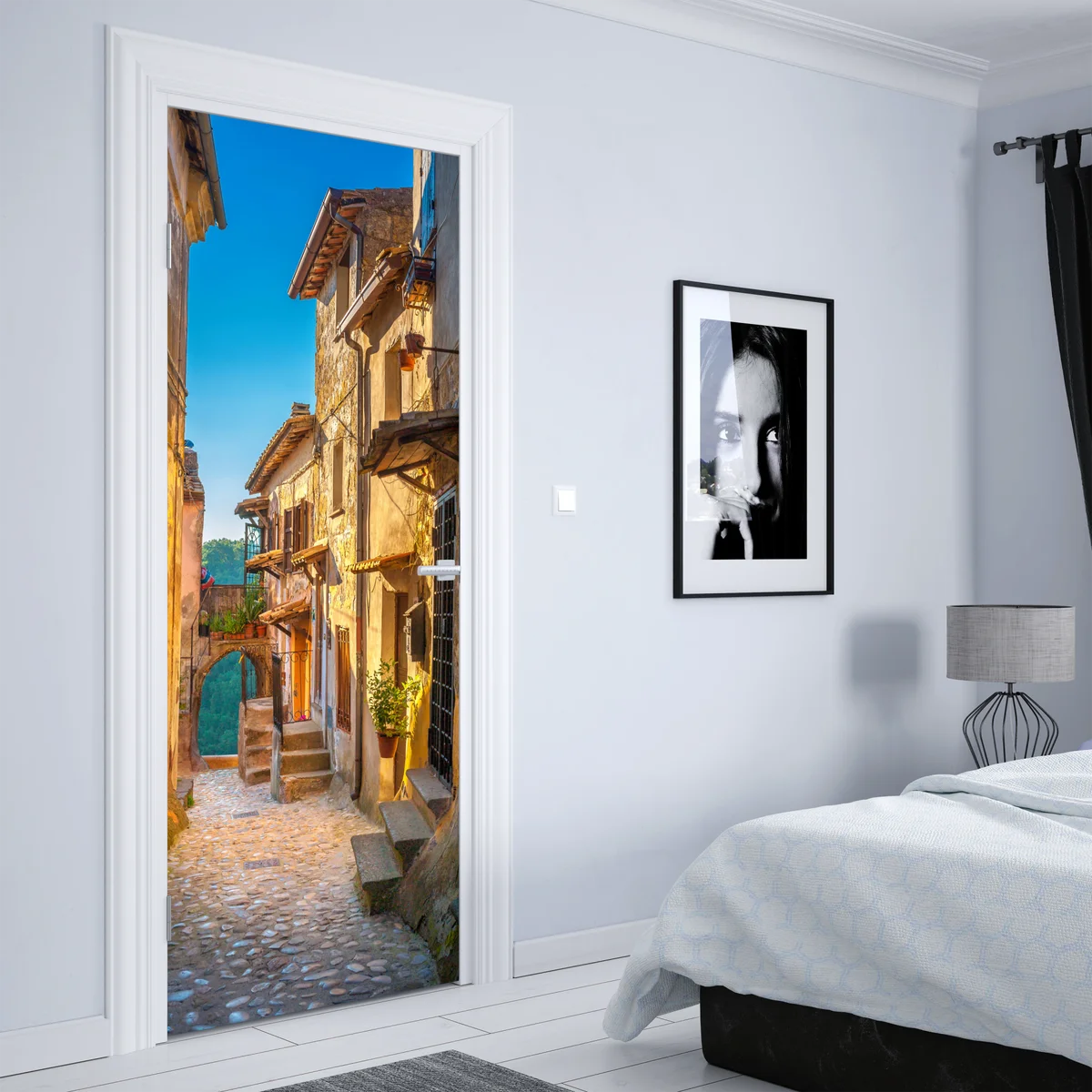Türaufkleber sonnenbeschienene gasse in der Toskana Türaufkleber sonnenbeschienene gasse in der Toskana
