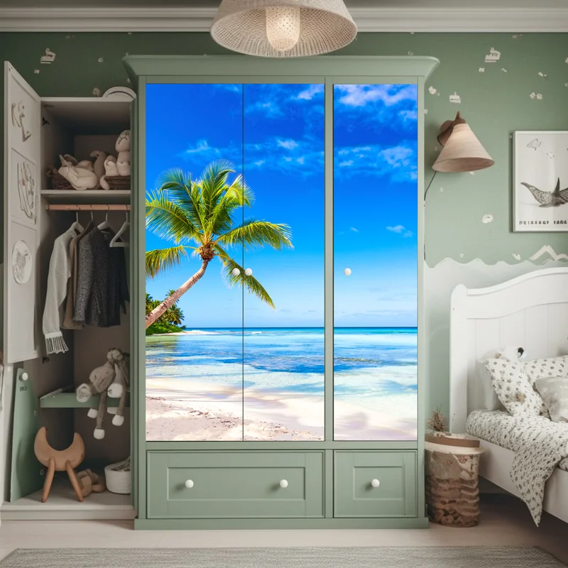 Schrankaufkleber tropischer palmenstrand