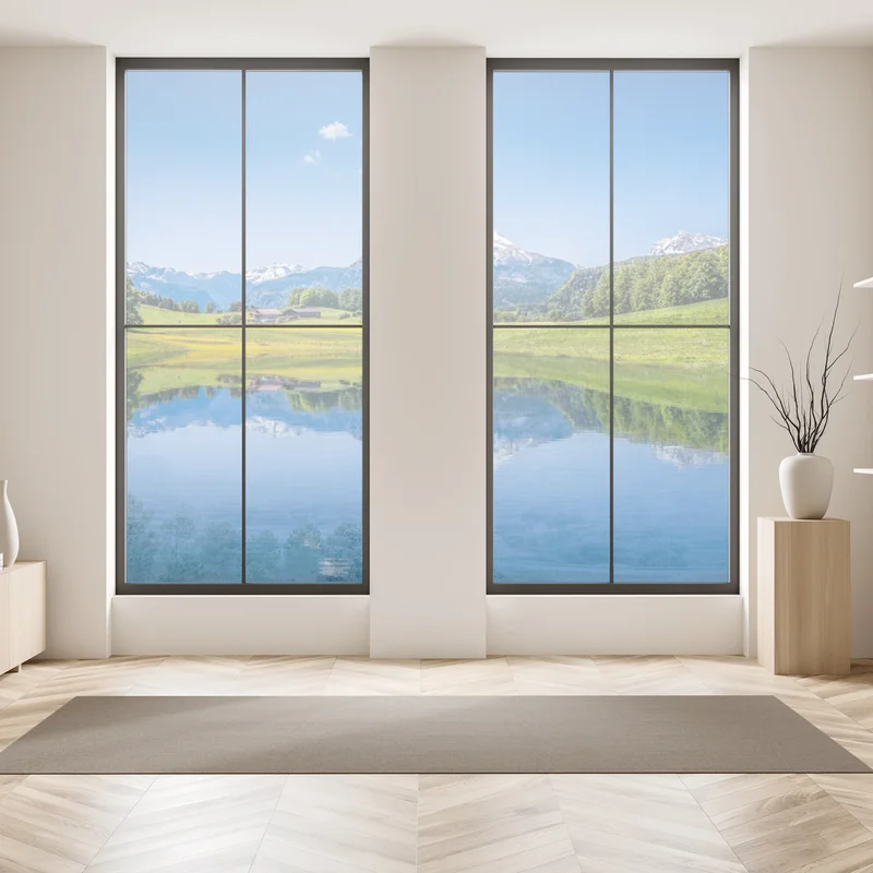 Fensteraufkleber alpine spiegelung: ruhige berglandschaft Fensteraufkleber alpine spiegelung: ruhige berglandschaft