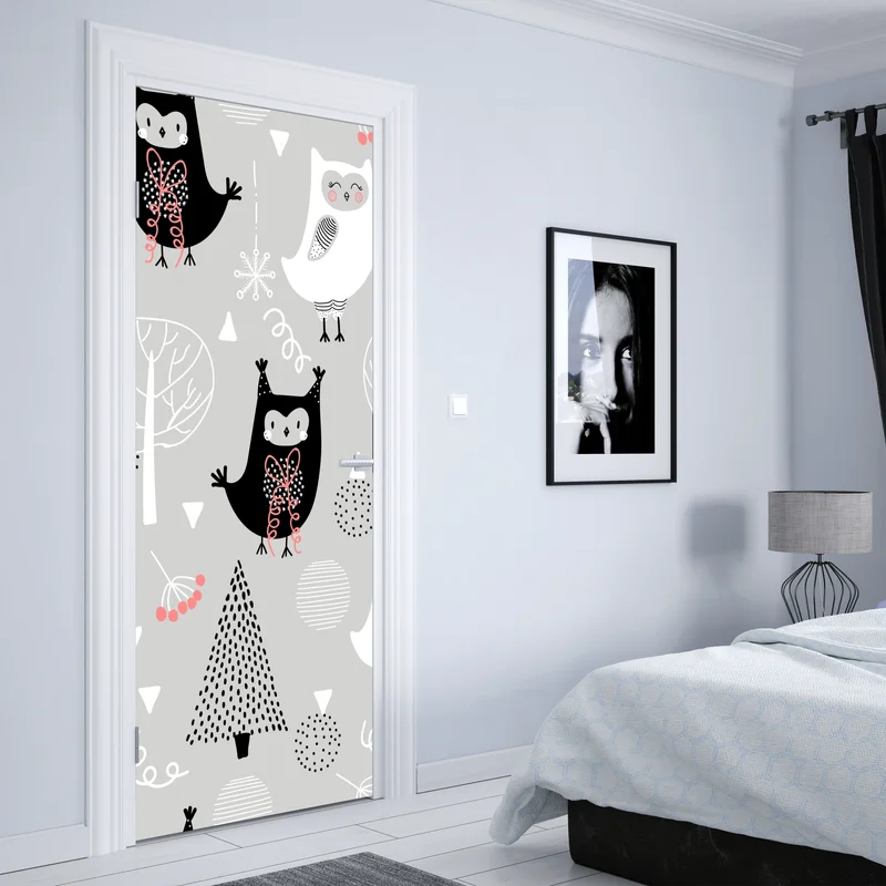 Türaufkleber skandinavisches eulenmuster für kinderzimmer Türaufkleber skandinavisches eulenmuster für kinderzimmer