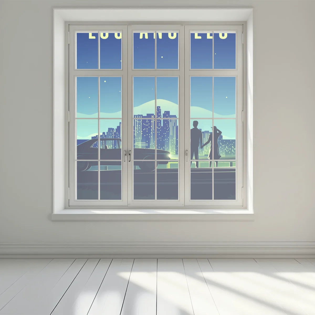 Naklejka na okno Los Angeles nocna panorama Naklejka na okno Los Angeles nocna panorama