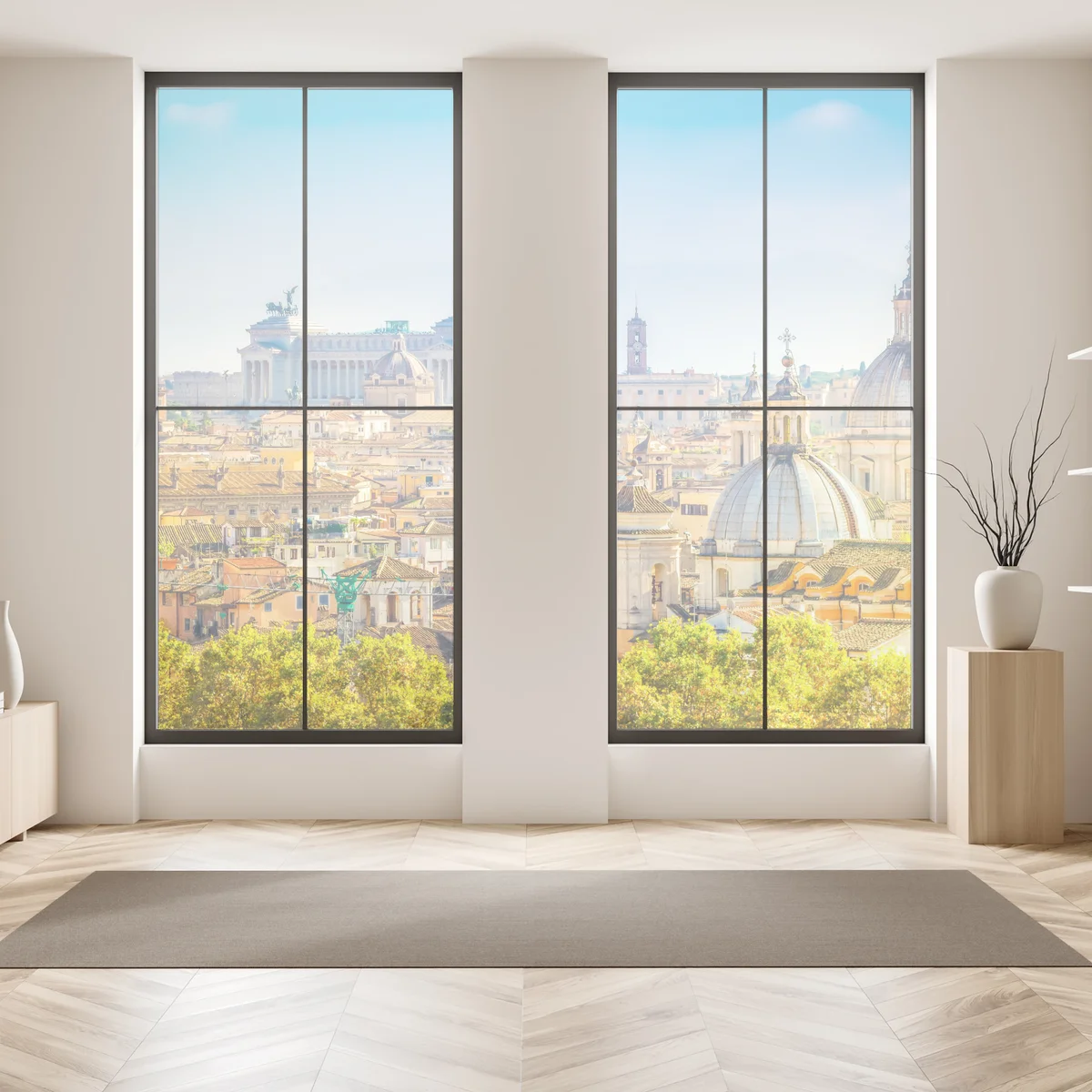 Fensteraufkleber sonnige skyline von Rom mit kuppeln Fensteraufkleber sonnige skyline von Rom mit kuppeln