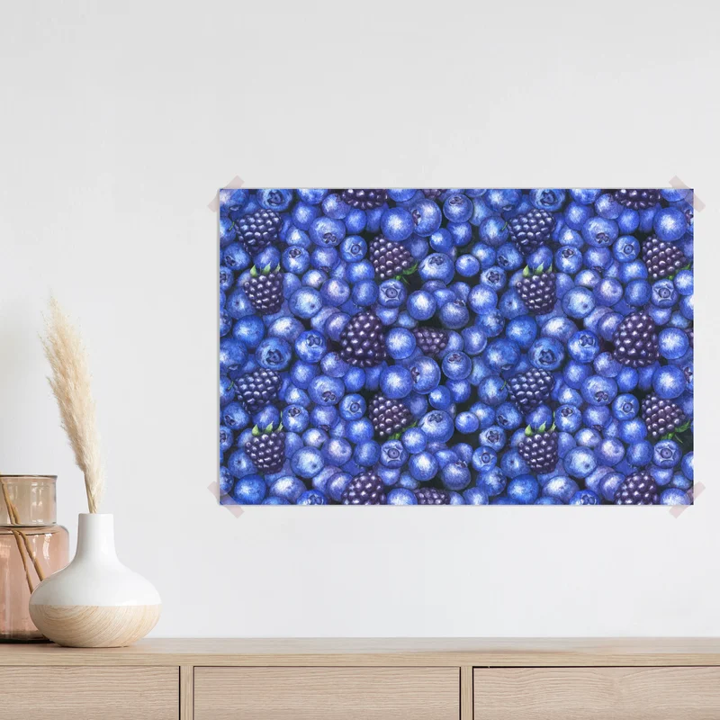 Poster aquarellmuster mit blaubeeren und brombeeren Poster aquarellmuster mit blaubeeren und brombeeren