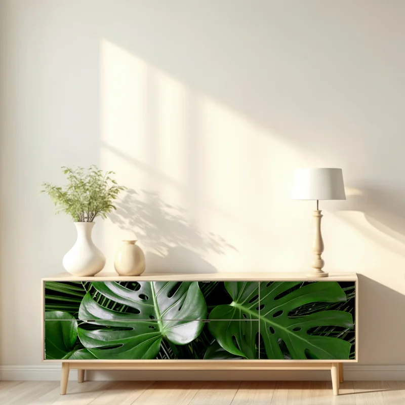 Repositionierbarer Aufkleber üppige monstera-blätter