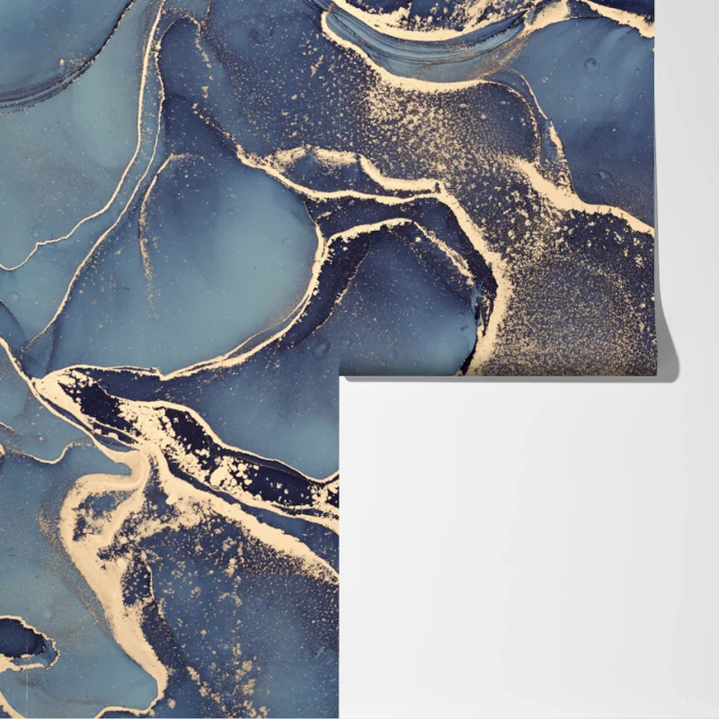 Fototapete traumhafte abstrakte fließmalerei in blau und gold Fototapete traumhafte abstrakte fließmalerei in blau und gold