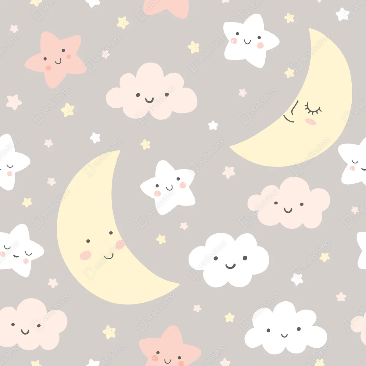 Repositionierbarer Aufkleber schlafender mond und sterne kinderzimmer muster Repositionierbarer Aufkleber schlafender mond und sterne kinderzimmer muster