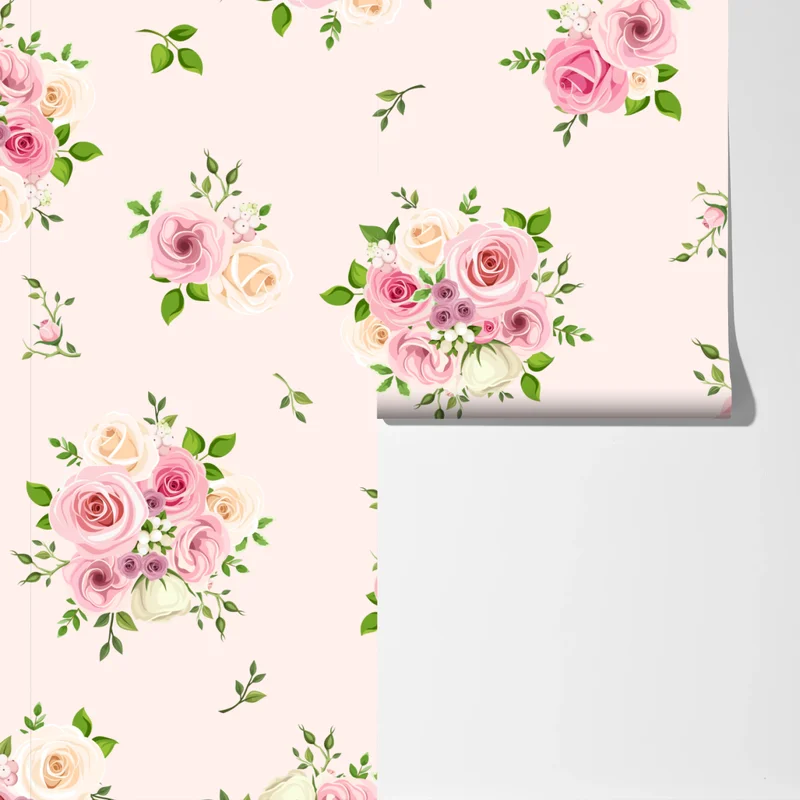 Fototapete zartes rosenmuster in pastellrosa Fototapete zartes rosenmuster in pastellrosa