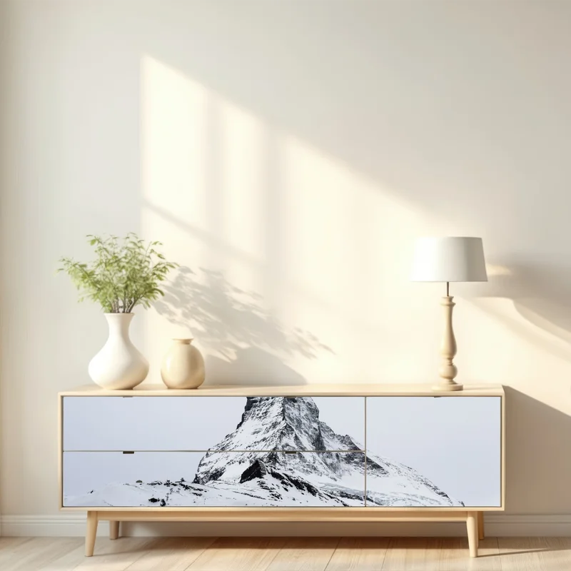 Repositionierbarer Aufkleber einsamer schneebedeckter berggipfel