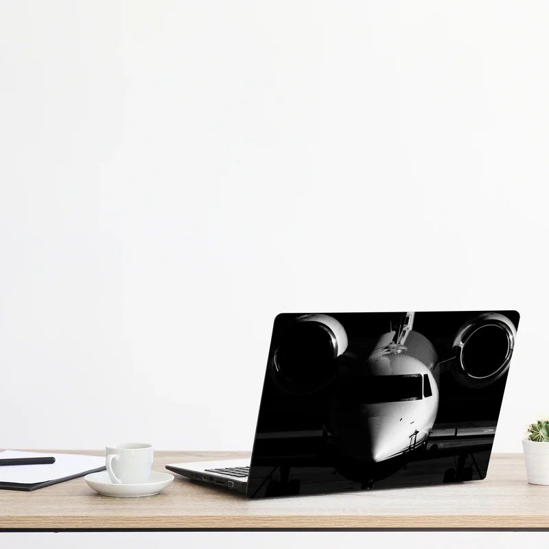Laptop-Aufkleber monochrome frontalansicht eines privatjets
