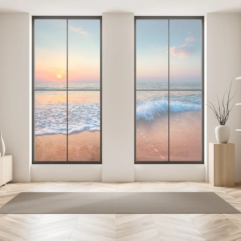 Fensteraufkleber goldener sonnenaufgang über dem meer