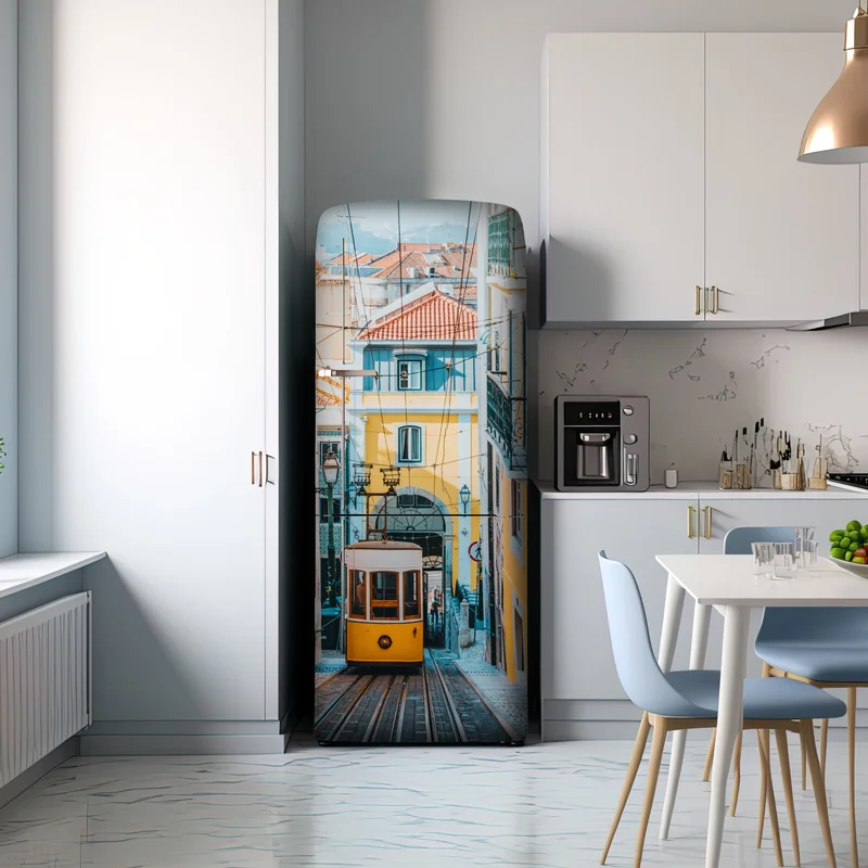 Kühlschrankaufkleber lebendige bica straßenbahn in Lissabon