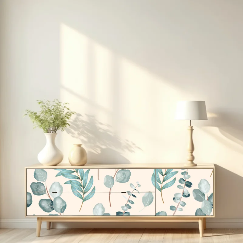 Repositionierbarer Aufkleber pastell eukalyptus blattmuster