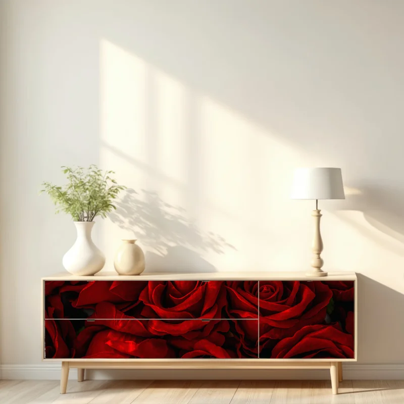 Repositionierbarer Aufkleber intensive rote rosen nahaufnahme