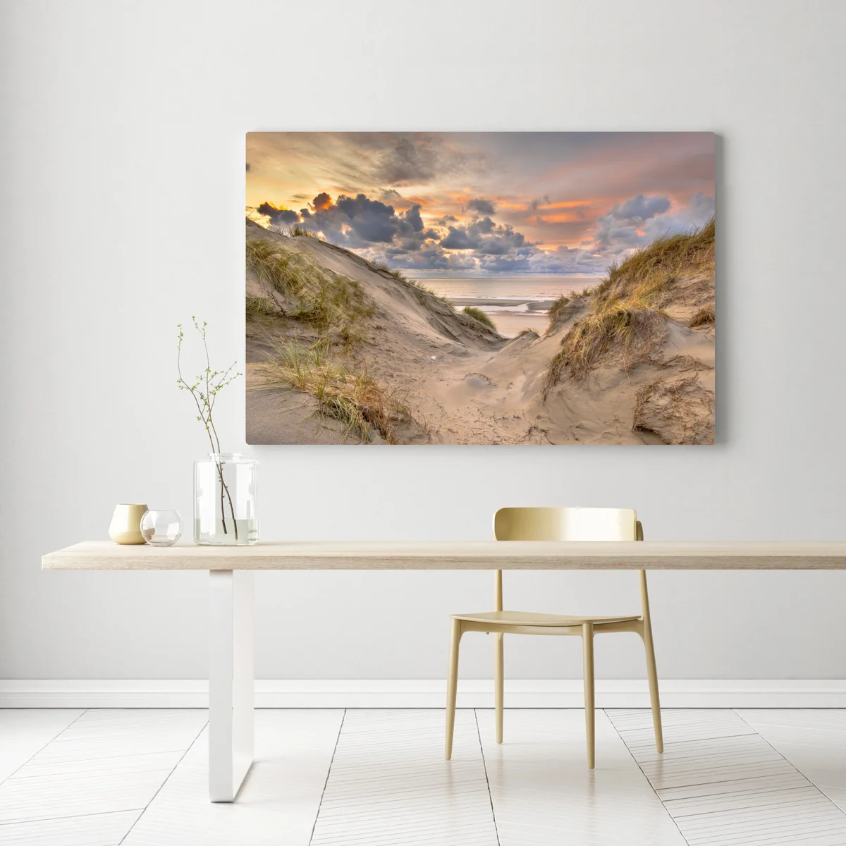Leinwandbild sonnenuntergang über den dünen Leinwandbild sonnenuntergang über den dünen