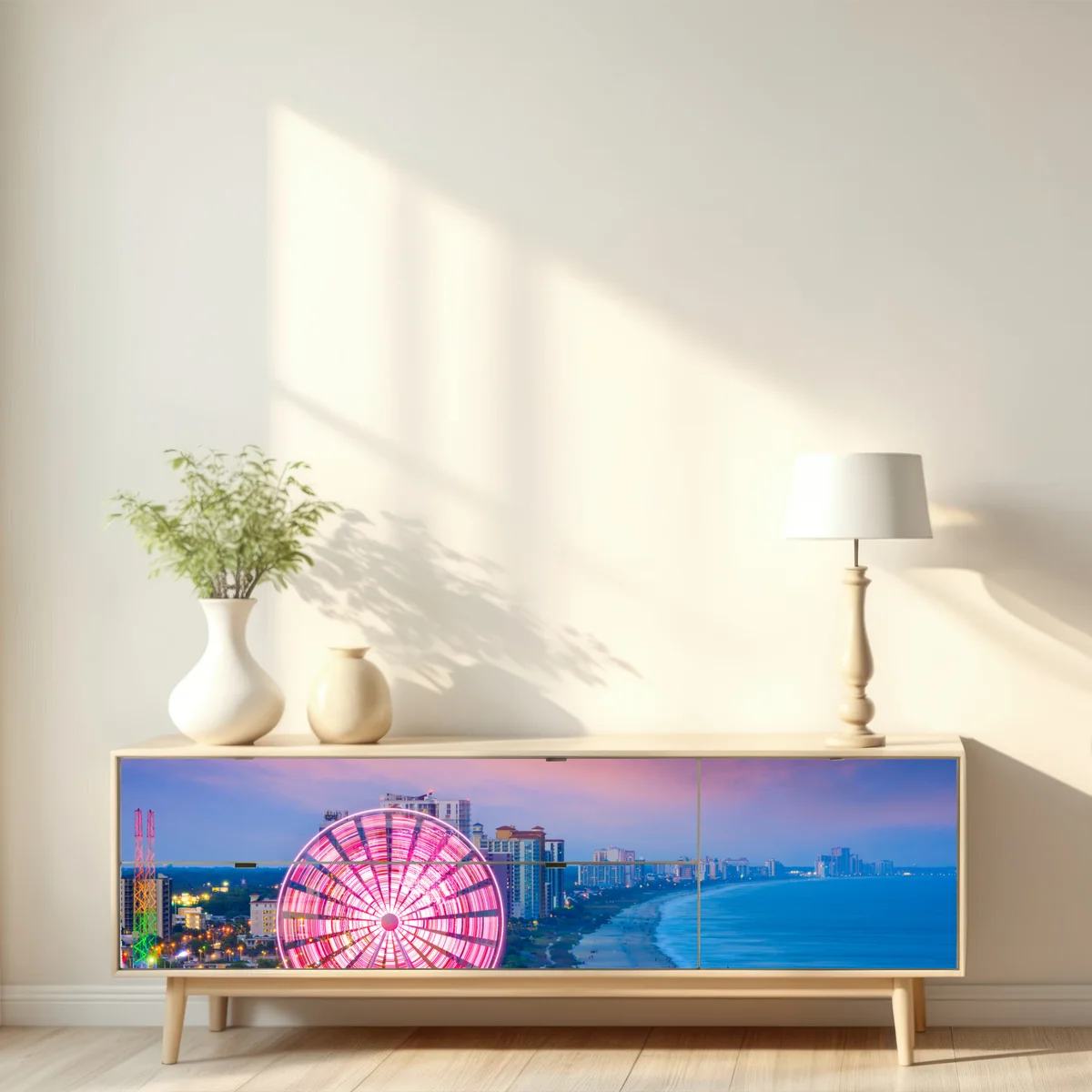 Repositionierbarer Aufkleber Myrtle Beach sonnenuntergang skyline mit riesenrad Repositionierbarer Aufkleber Myrtle Beach sonnenuntergang skyline mit riesenrad